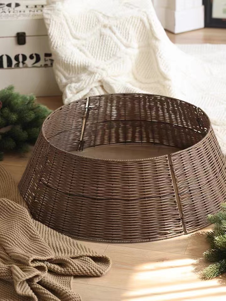 New Arrival Detachable PP Wicker Christmas Tree Collar Decorative Base Stand