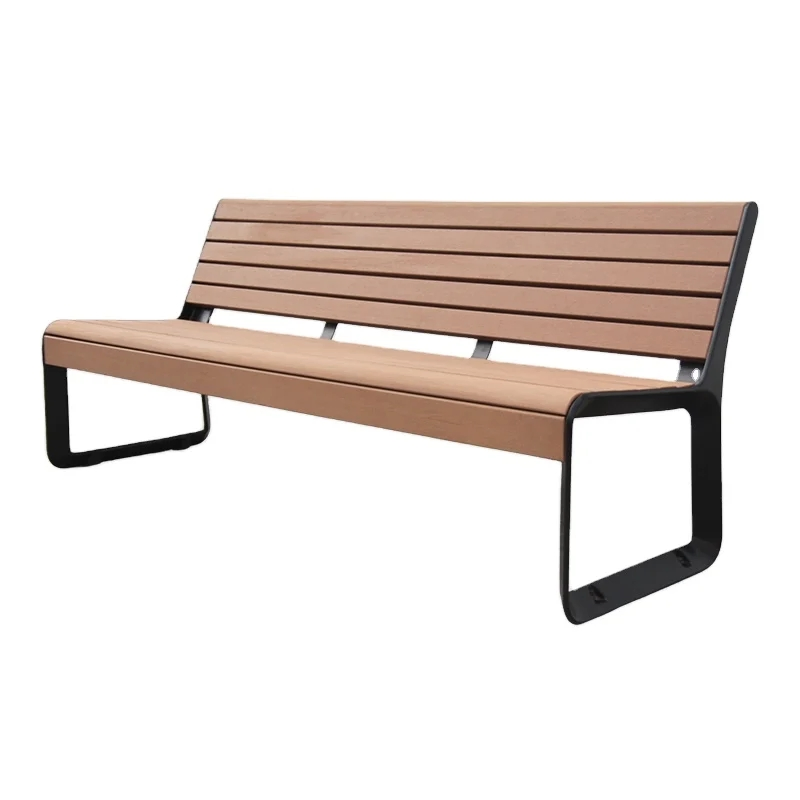 Outdoor Park Street Wood Outside Public Garden Patio Long Wooden Seating Bench