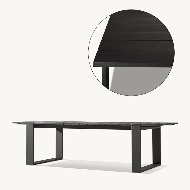 Luxury Black Aluminum Outdoor Dining Table Set for Villa Patio