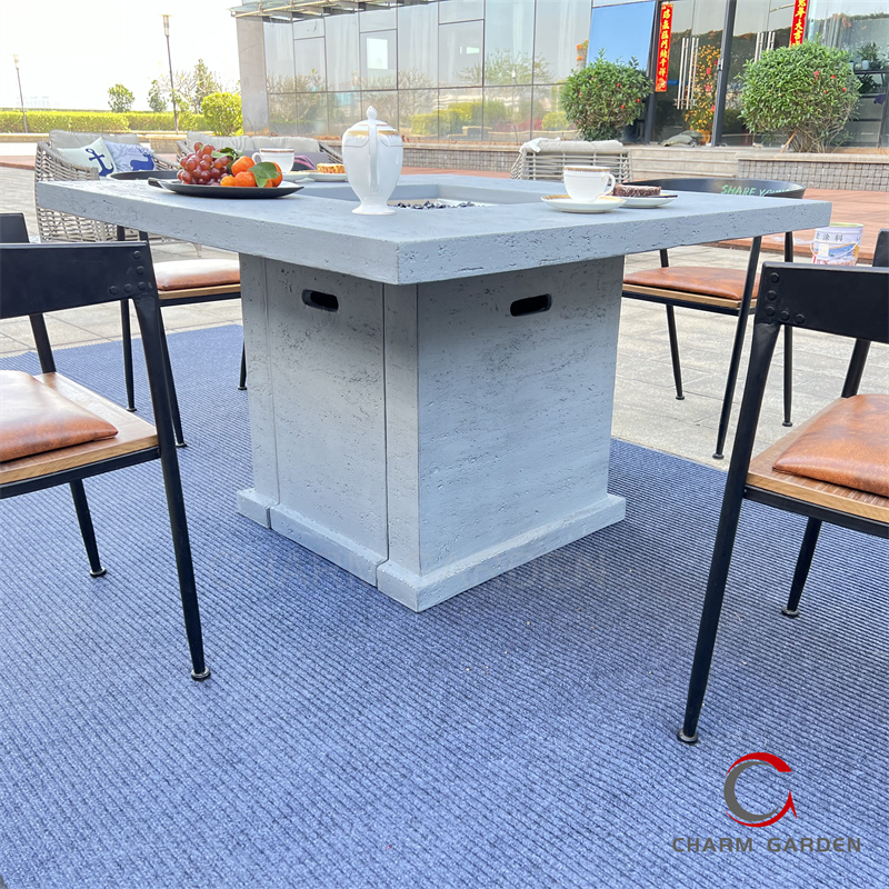 Czyg122 Fire Pit Dining Table-Light Grey