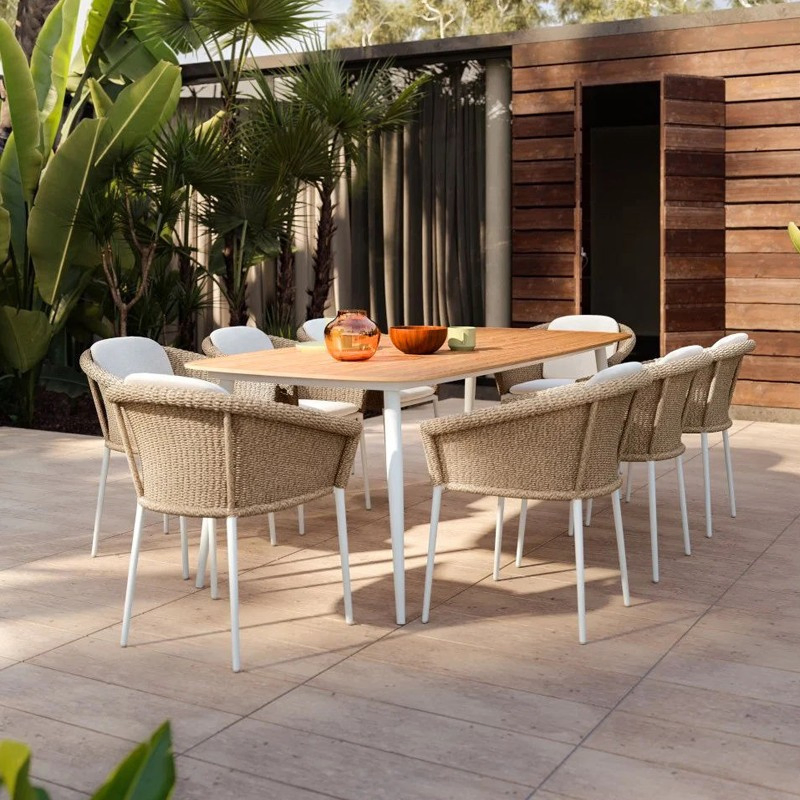 Outdoor Garden Table &amp; Chairs, All-Weather PE Wicker with Aluminum Frame, Waterproof Patio Furniture for Patio, Balcony