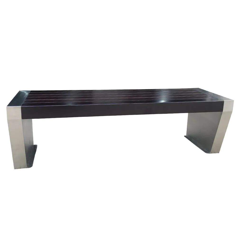 Factory Without Backrest Patio Garden Modern Park Benches Steel Patio Rest Chair Begonia Wood Seating Benches for Outdoor Use