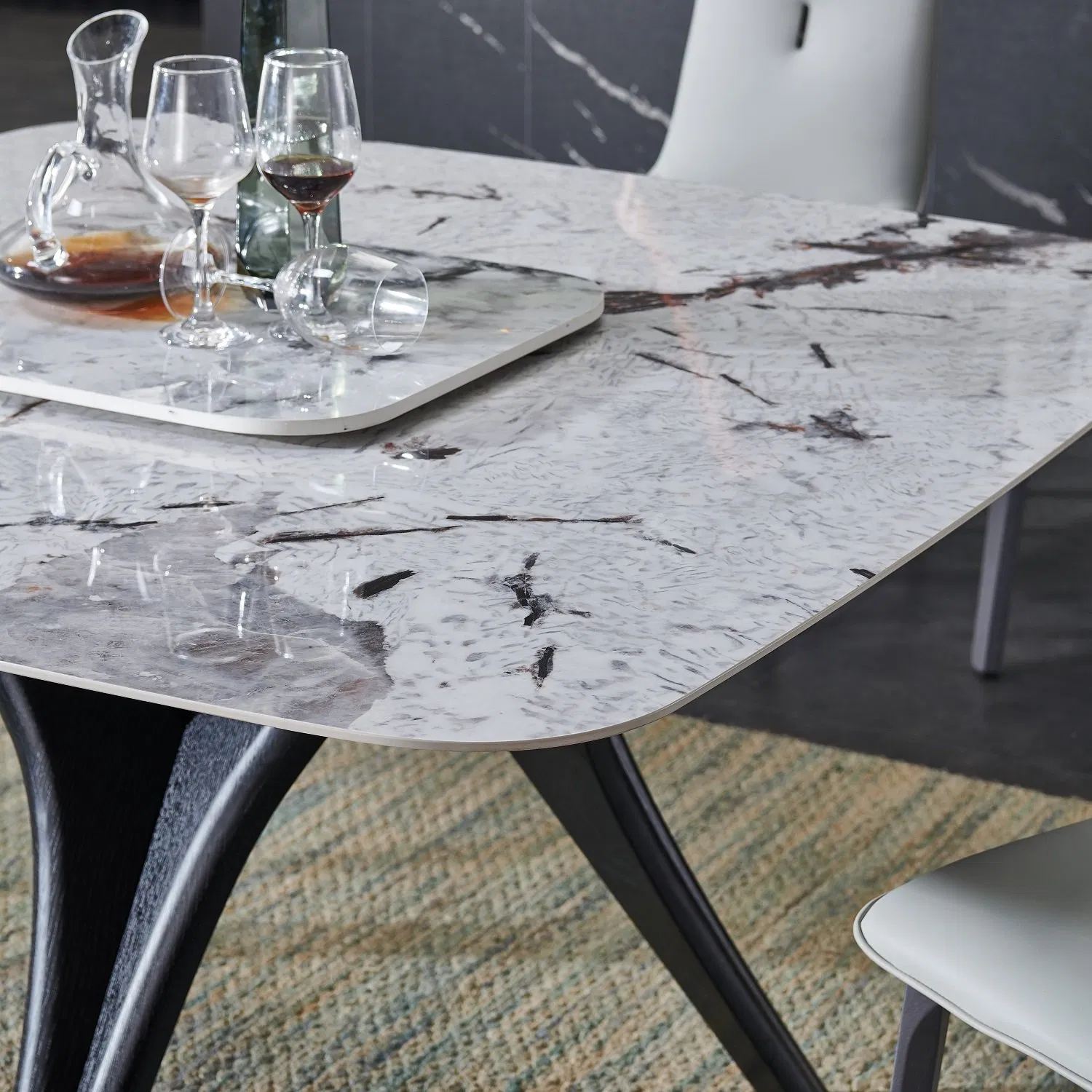 Home Furniture Wood Wholesale Modern Extending Kitchen Dinner Table Set with Chair