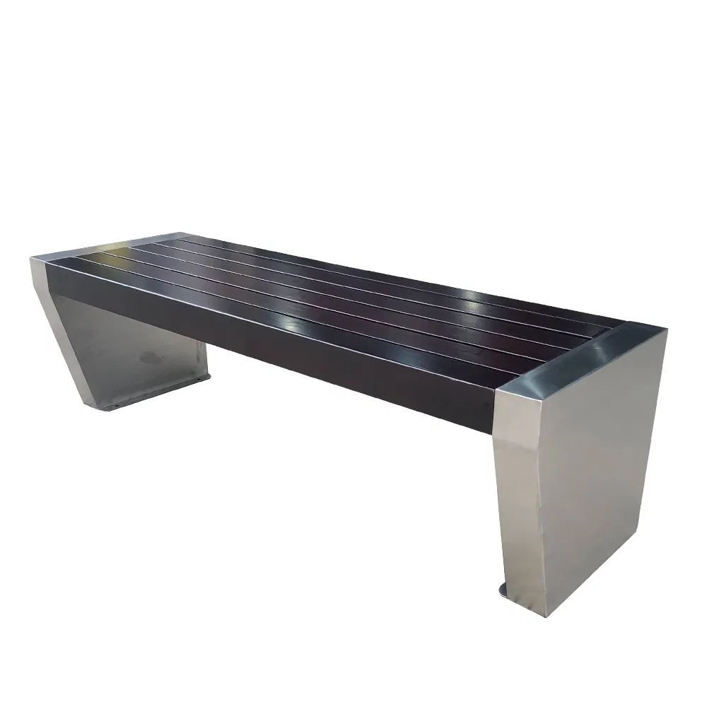 Factory Without Backrest Patio Garden Modern Park Benches Steel Patio Rest Chair Begonia Wood Seating Benches for Outdoor Use