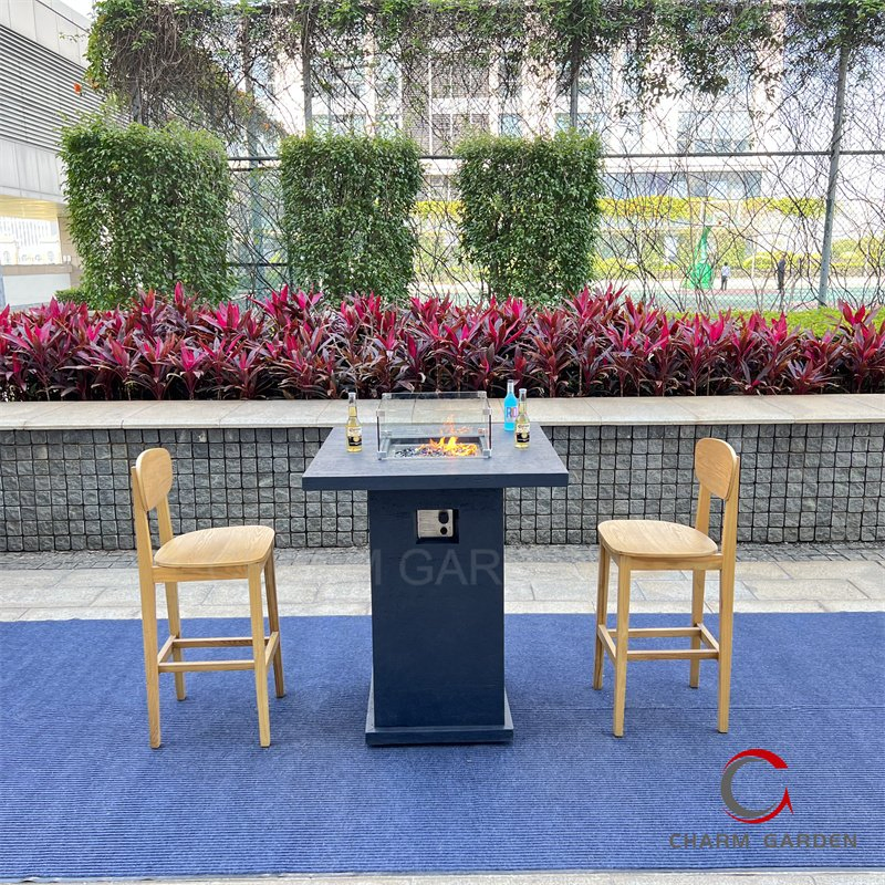 Gas Fire Pit Dining Table with Concrete Tabletop Czyl012