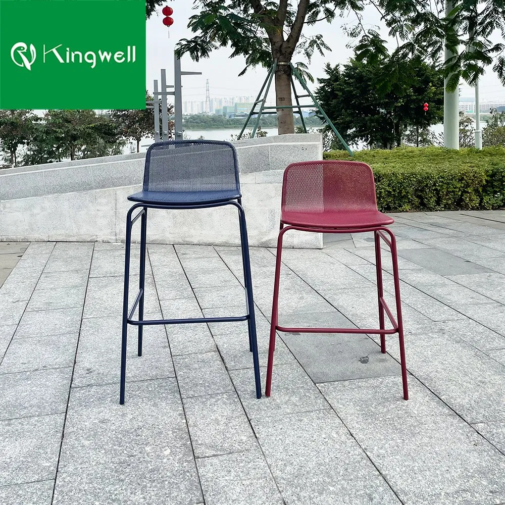 All Weather Outdoor Furniture Metal Bistro High Chairs Patio Bar Stools
