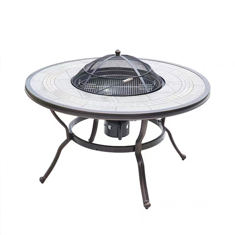 Outdoor Garden Backyard Furniture Classical Cast Aluminum Barbecue Patio Table with Grill