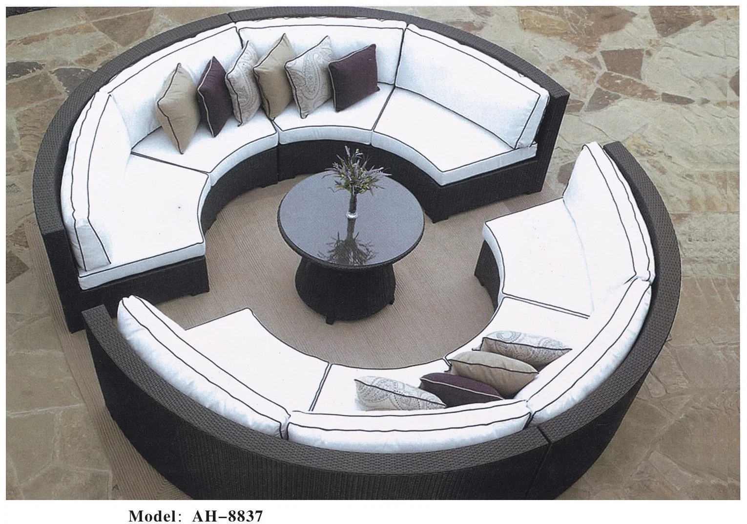 Modern Rattan Sofa Set Garden Furniture Wicker Outdoor Round Sofa Set Outdoor Furniture Sectional Sofa for Hotel Patio