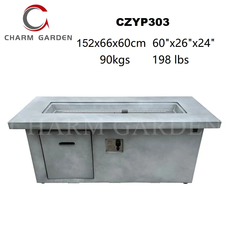 Outdoor Concrete Fire Pit Dining Table