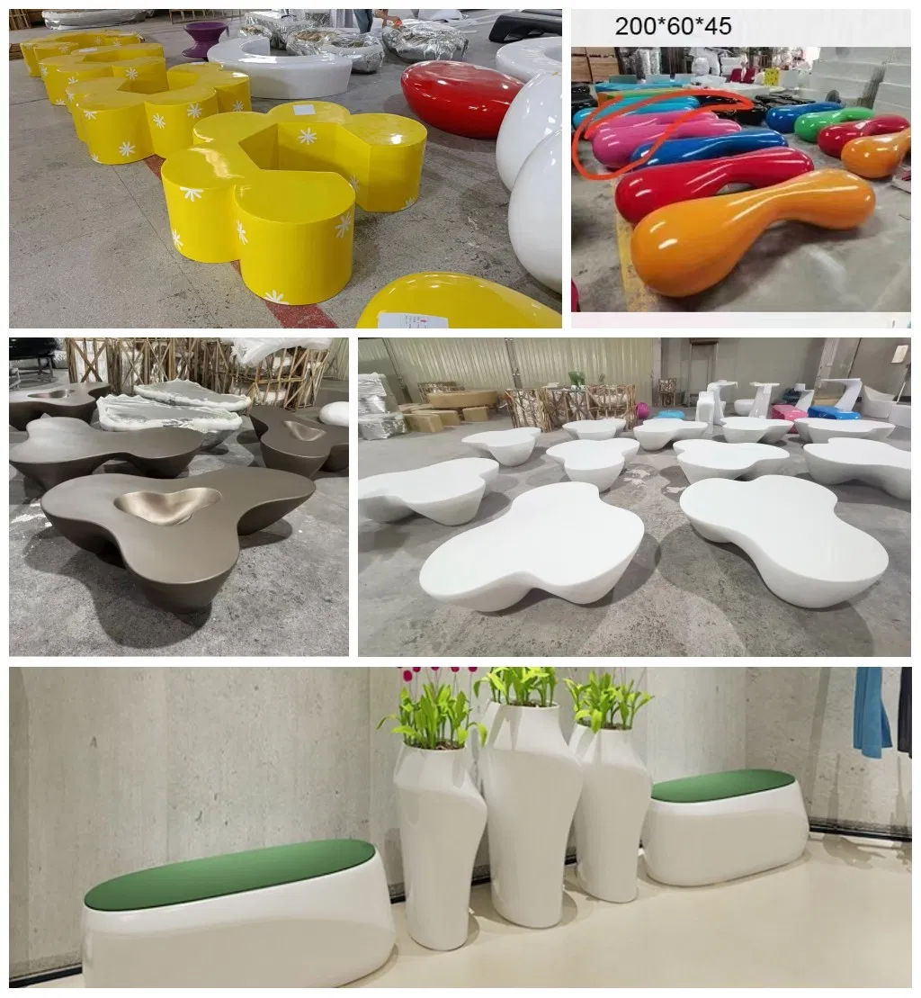 Custom Fiberglass Public Space Outdoor Park Garden Shopping Mall School Hotel Sitting Bench