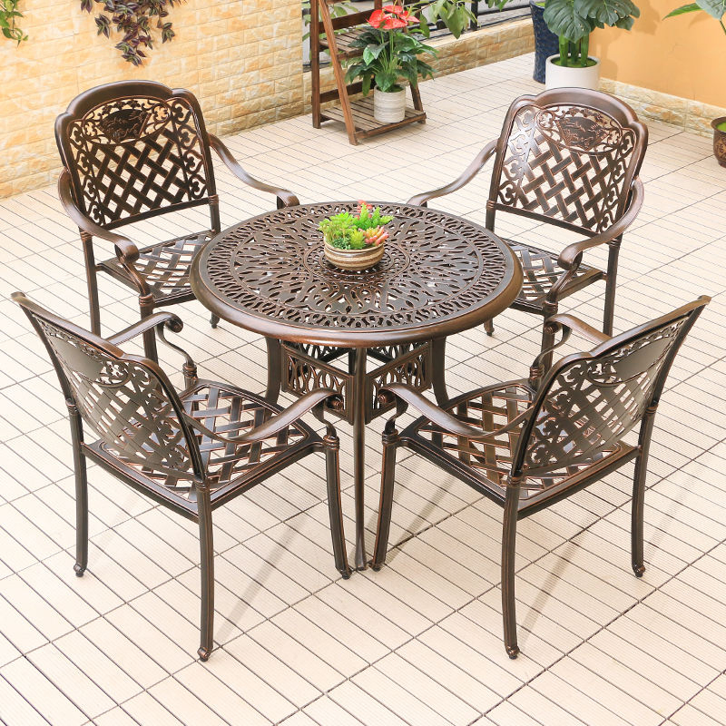 Low MOQ Garden Patio Furniture Cast Aluminum Outdoor Chair and Table for Dining