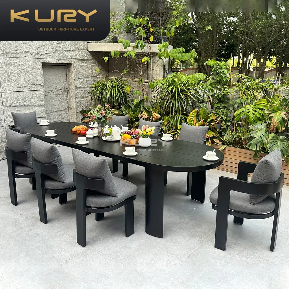 Modern Aluminum Dining Table Aluminum Outdoor Furniture Villa Hotel Patio Dining Set