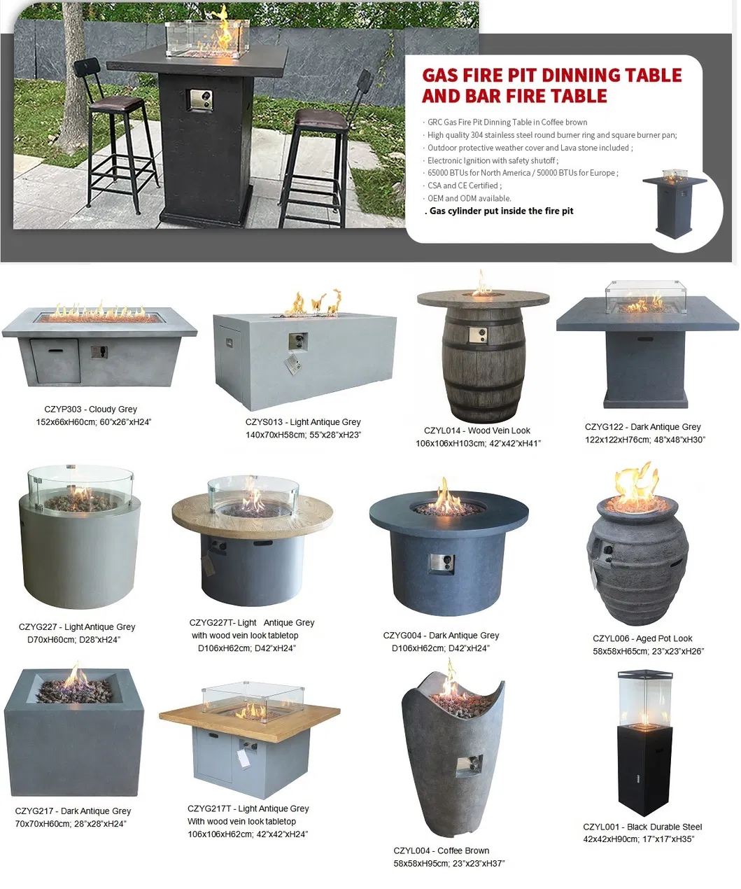 Fiberglass Reinforce Concrete Fire Table
