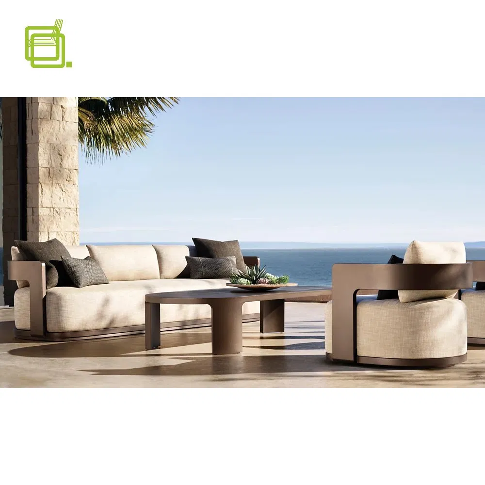 Luxury Modern Hotel Home Outdoor Patio Garden Living Room Sofas Furniture Aluminum Frame Sectional Corner Sofa