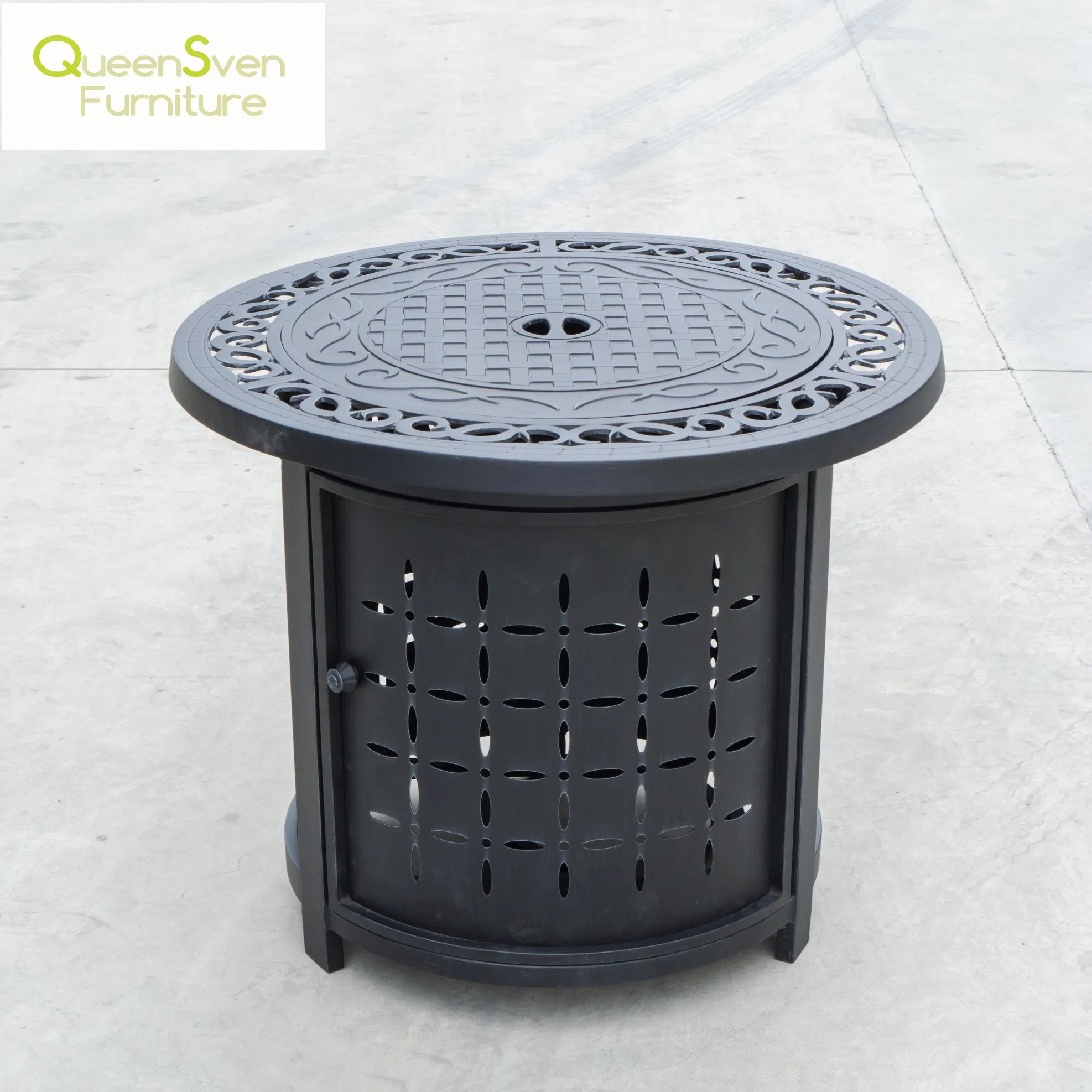 Functional Outdoor Square Dining Table with Cast Aluminium Fire Pit