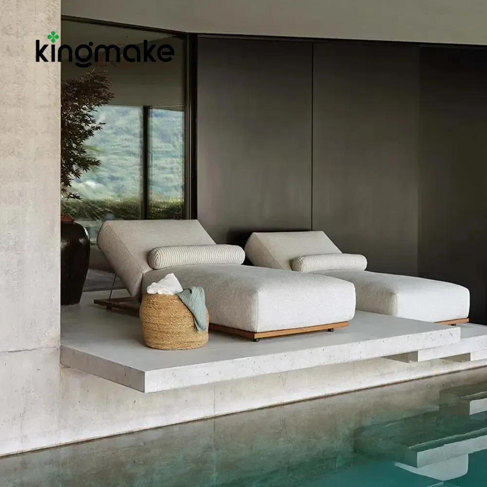 Luxury Teak Wood Outdoor Garden Furniture Chaise Lounge for Seaside Vacation