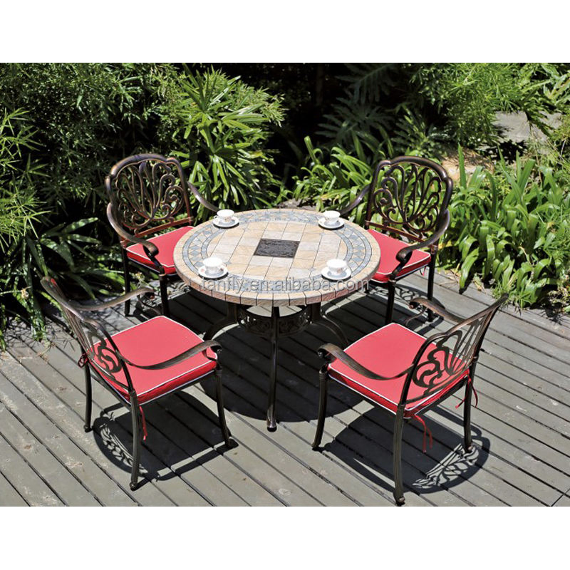 Heavy-Duty Cast Aluminum Outdoor Garden Dining Table and Chair Sets Patio Furniture