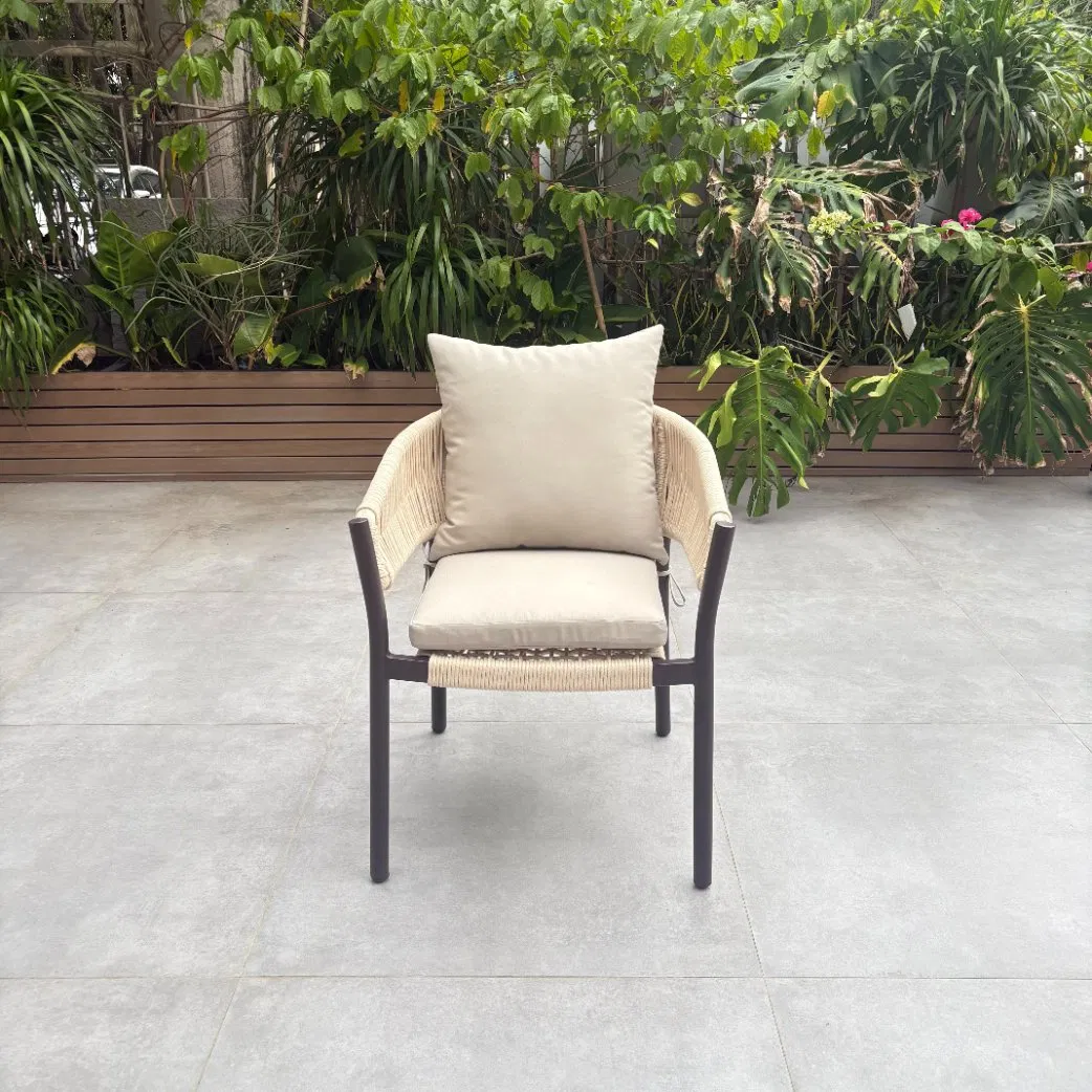 Modern Design Fashion Waterproof Rope Aluminum Patio Furniture Garden Dining Set