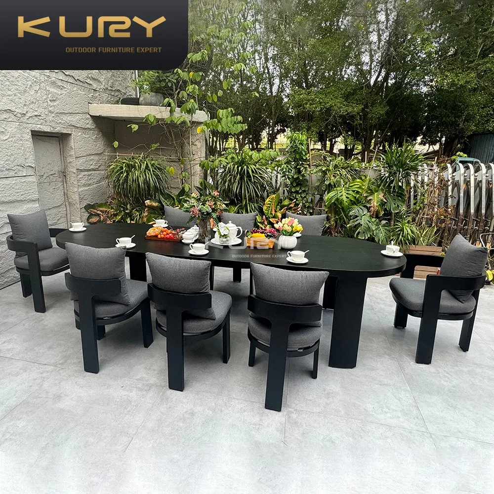 Modern Aluminum Dining Table Aluminum Outdoor Furniture Villa Hotel Patio Dining Set