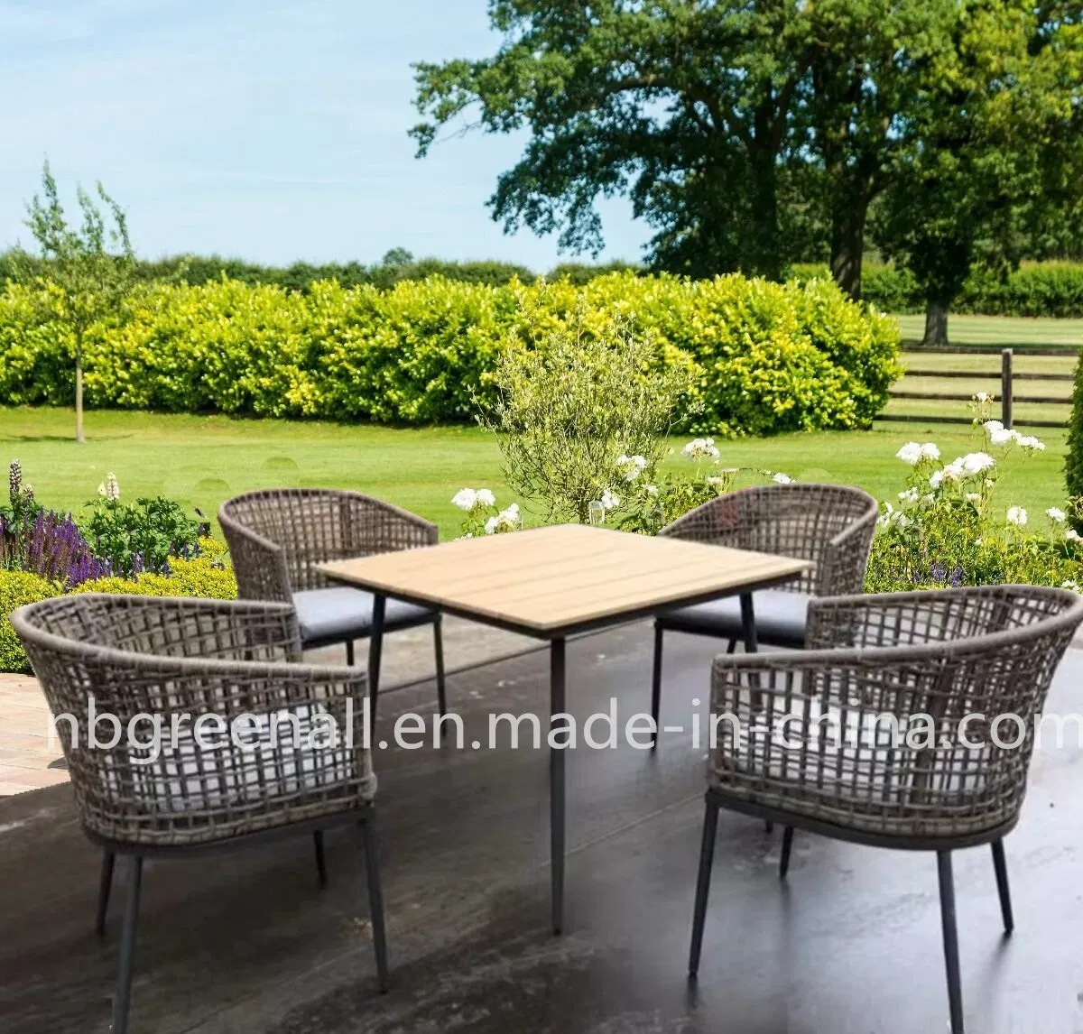 Outdoor Rattan Patio Wicker Contemporary Teak Dining Table Sets Furniture