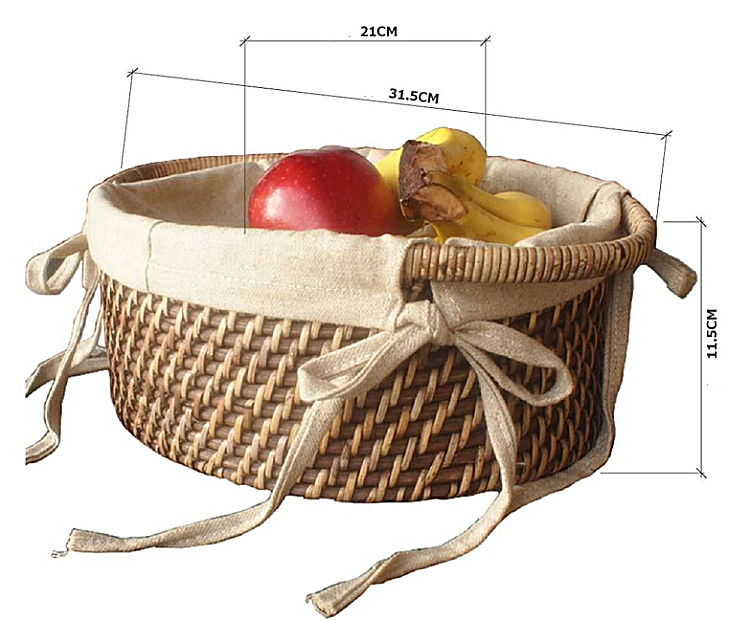 Eco-Friendly Rattan-Weaved Basket Storage Fruit Basket Wicker Willow Natural