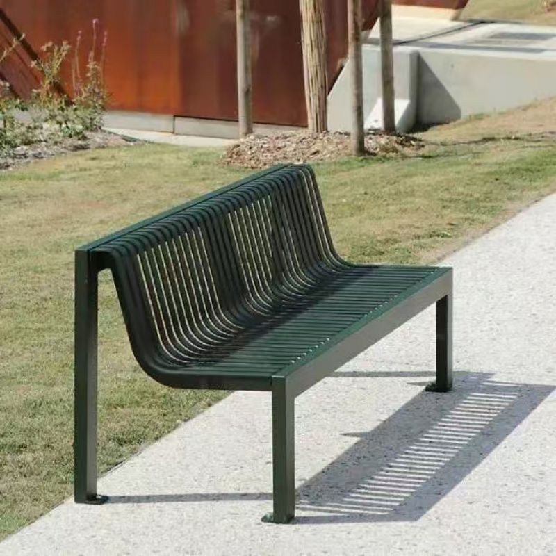 Multifunctional Garden Weatherproof Metal Patio Benches 3 Person Seat Backrest Steel Bench