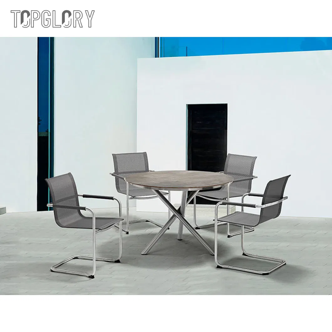 Outdoor Living Patio Furniture Dining Set 4 Piece Cast Aluminum Patio Furniture Conversation Set and Dining Table