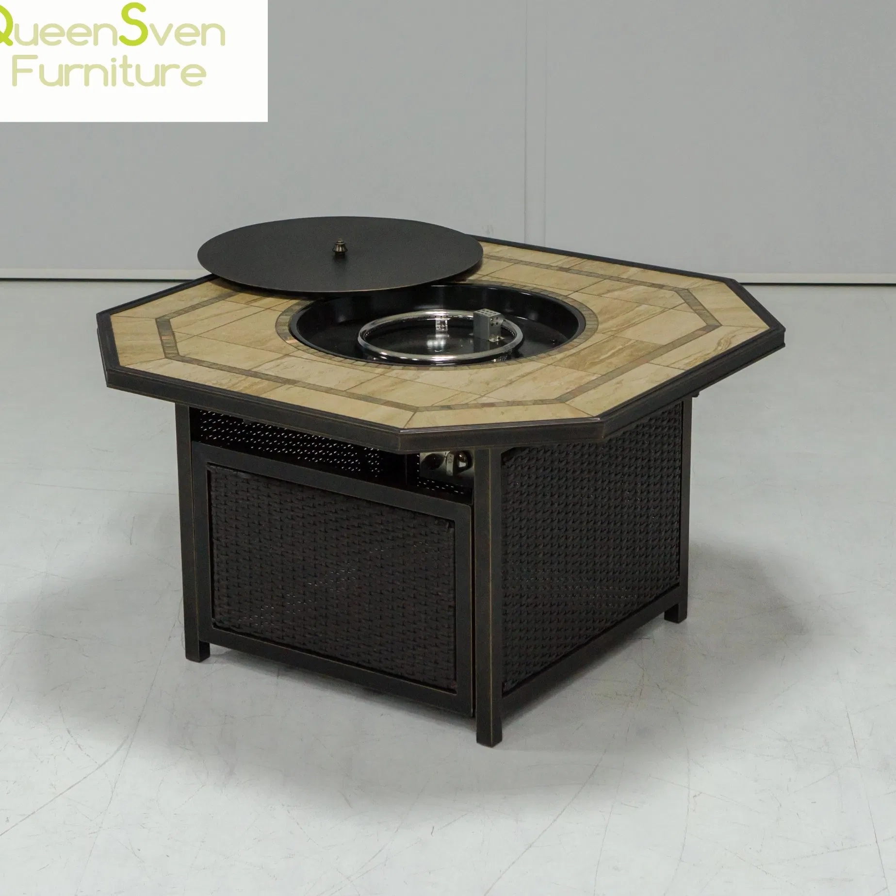 Octagonal Dining Fire Pit Table - Perfect Addition to Outdoor Garden Furniture