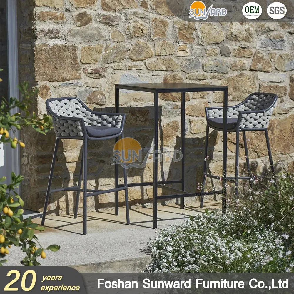 Outdoor Rope Garden Hotel Restaurant Aluminum Bar Chair Bar Stool
