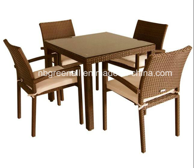 4 Persons Restaurant Outdoor Garden Patio Rattan Dining Tables and Chairs Sets