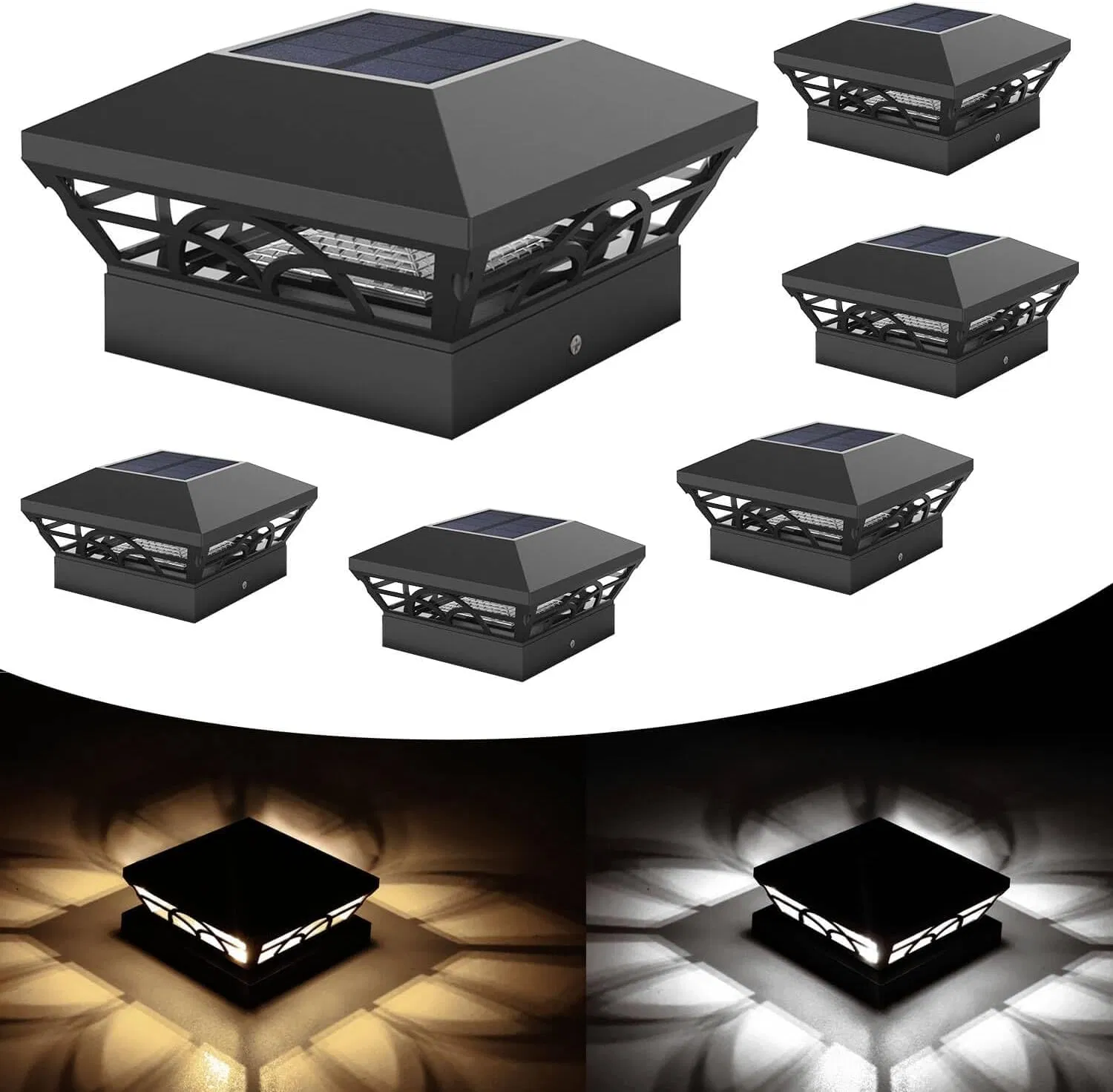 Solar Waterproof Adjustable Warm/Cool White Post Cap Lights