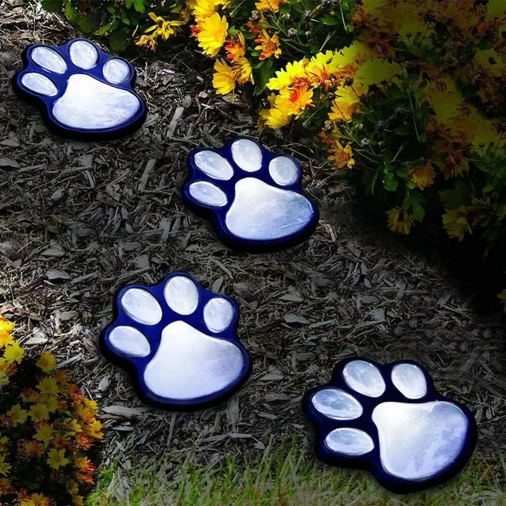 4 Pack Animal Cat Paws Design Lawn Underground Light IP65 Waterproof Solar Garden Lights