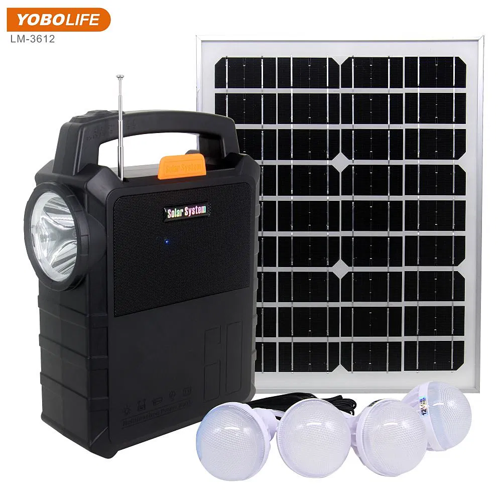 portable Solar Lighting Music System with MP3 Player FM Radio and Mobile Phone Charging