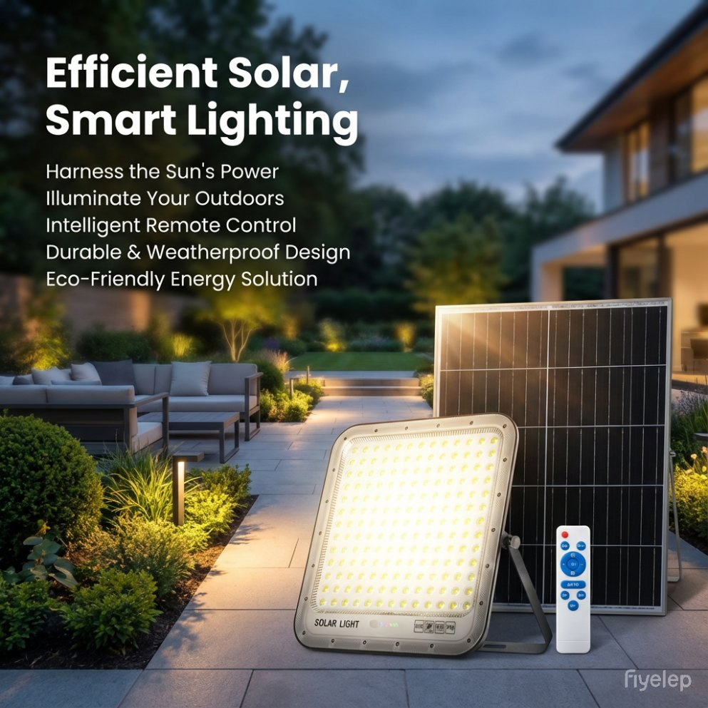 Waterproof Outdoor LED Solar Flood Light for Garden with Remote Control