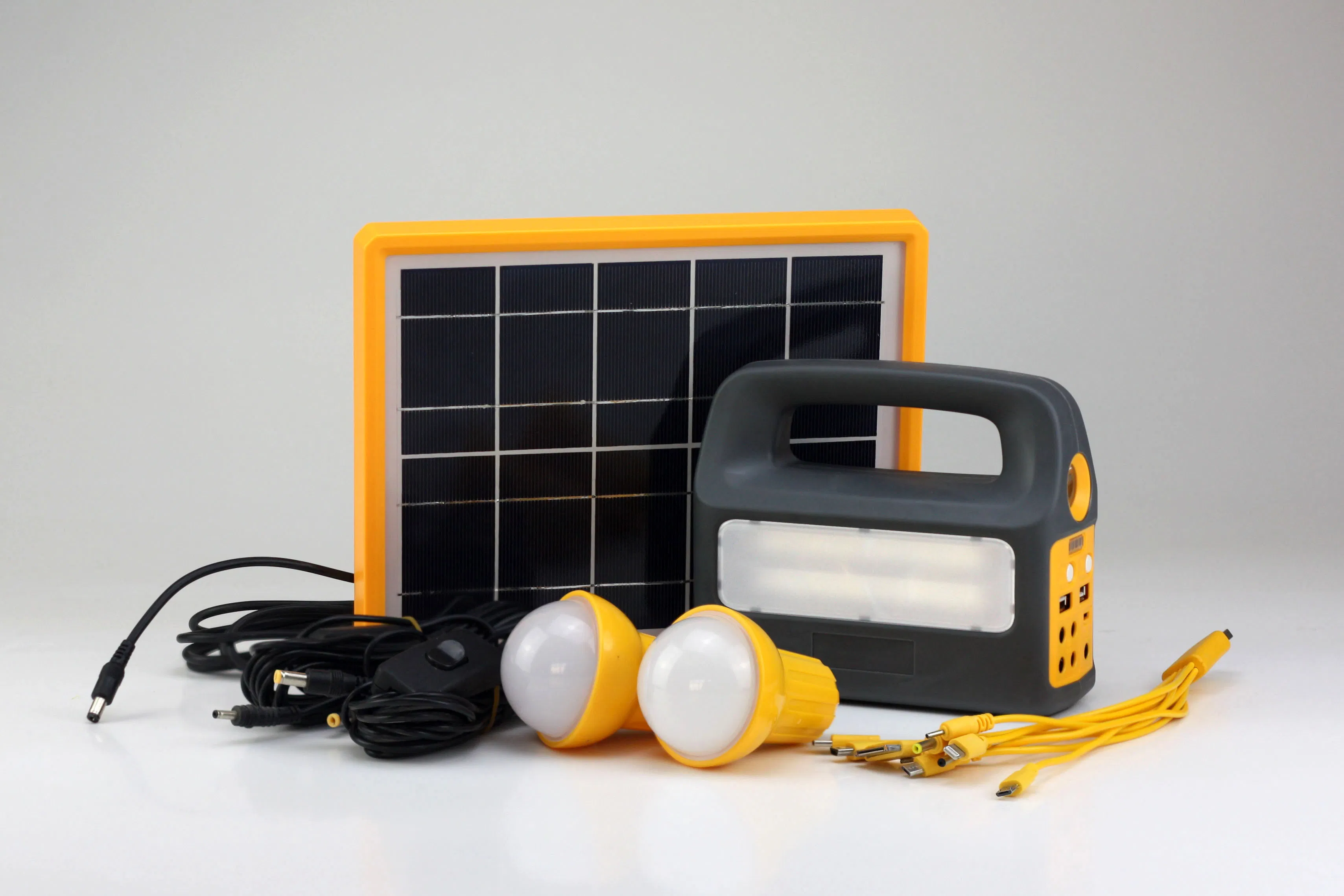 5W Portable Solar Home Lighting Kits with 2 or 3 LED Bulbs and Mobile Chargers for Indoor and Outdoor Use