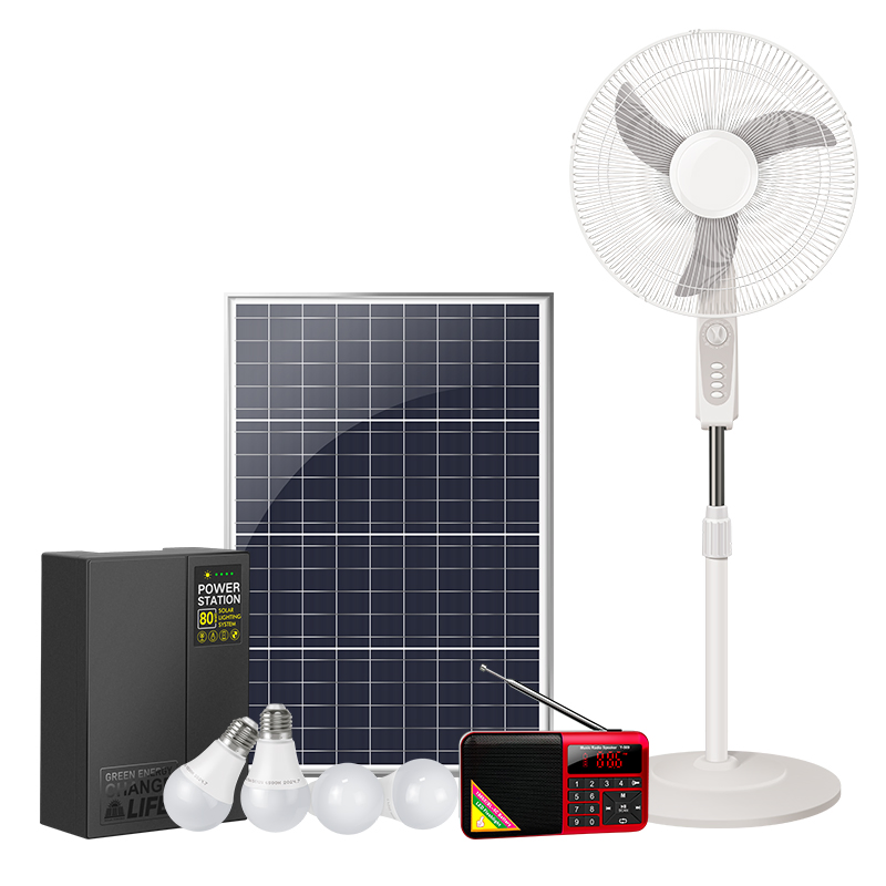 Verasol Lighting Global Certificate Portable 30W 50W 80W 100W 180W Solar Home System with DC Fan, Solar TV and FM Radio for Home Use