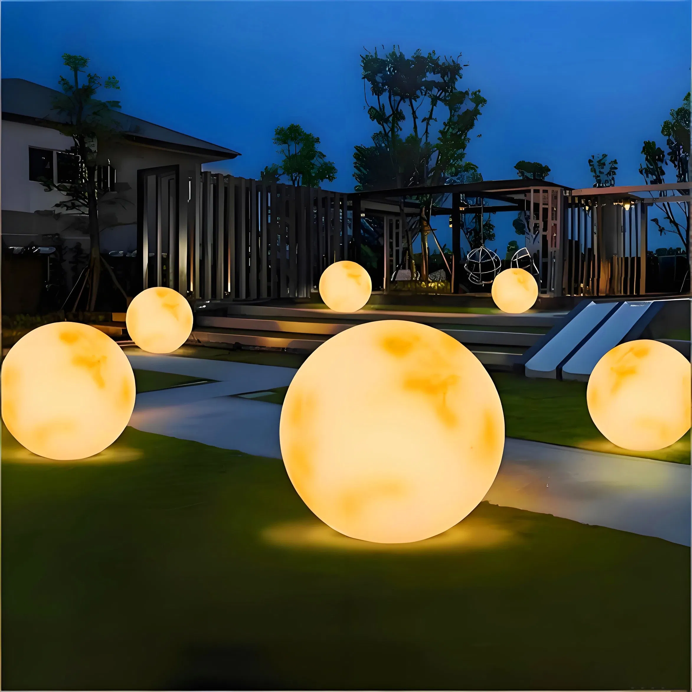 LED Light Outdoor Atmosphere Landscape Lamp Solar Outdoor Furniture Garden Holiday Light Show Decorative LED Moon Ball Light