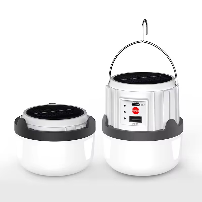 Integrate Solar Panel Design Light Auto Rechargeable Camping Tent Double Colors Emergency Waterproof Fordable Light