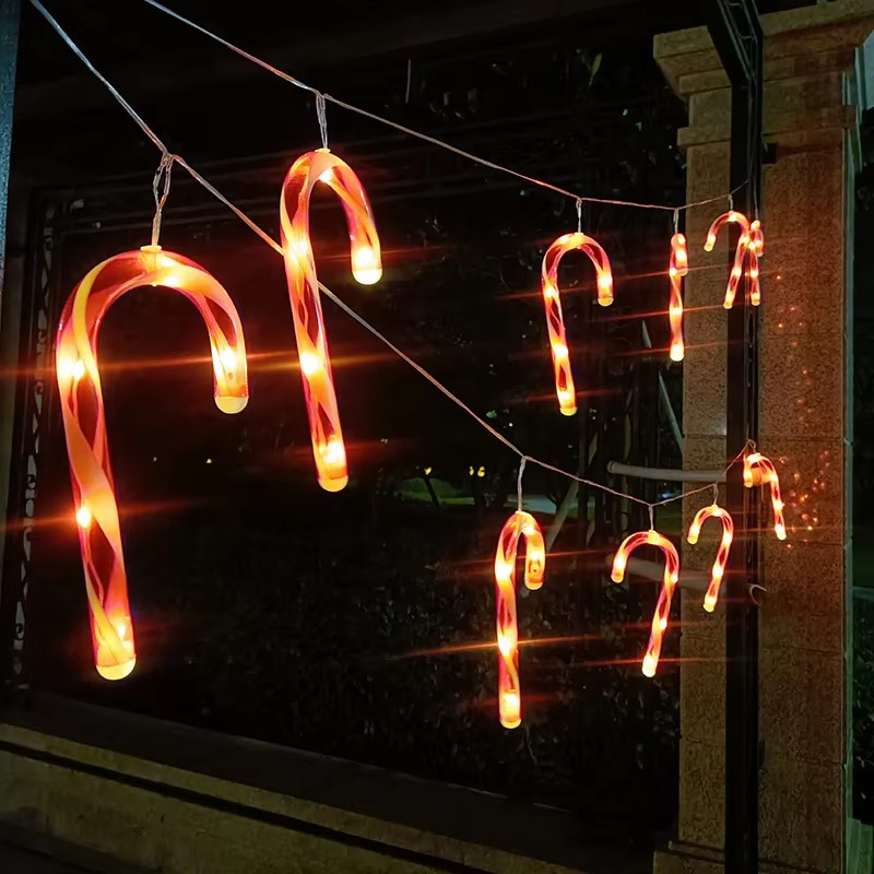 Outdoor Waterproof Solar LED Candy Cane String Lights for Christmas