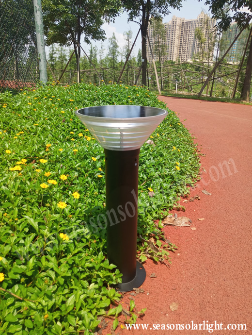 Multi-LED Color Solar Powered Outdoor Bollard Pole Lights Garden Light with 5W Solar Panel