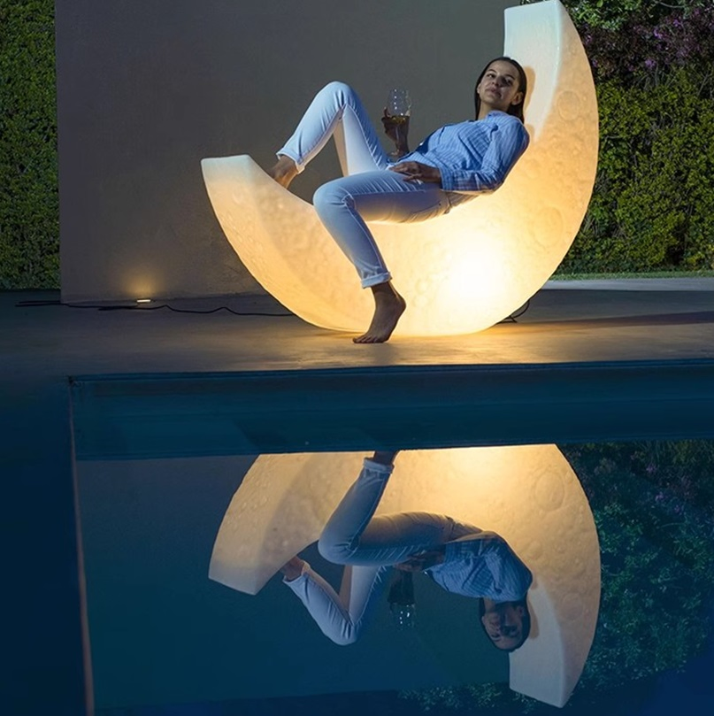 Outdoor Decoration Garden Landscape Lamp Moon Shaped Solar 110V-240V Low-Voltage Lighting TJ1