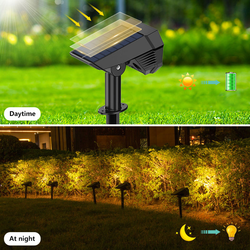 IP54 Waterproof 2-in-1 Cold White LED Solar Spot Light Landscape Lighting for Garden Yard Patio Driveway Walkway Porch