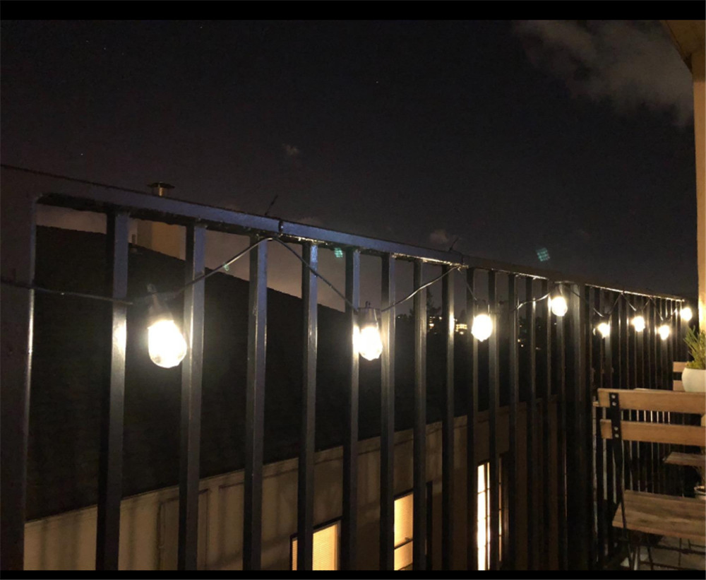 Waterproof Solar LED Outdoor String Lights 1W Retro Edison Globe Bulbs Soft White 48 FT Create Cafe Ambience in Your Yard, Pergola