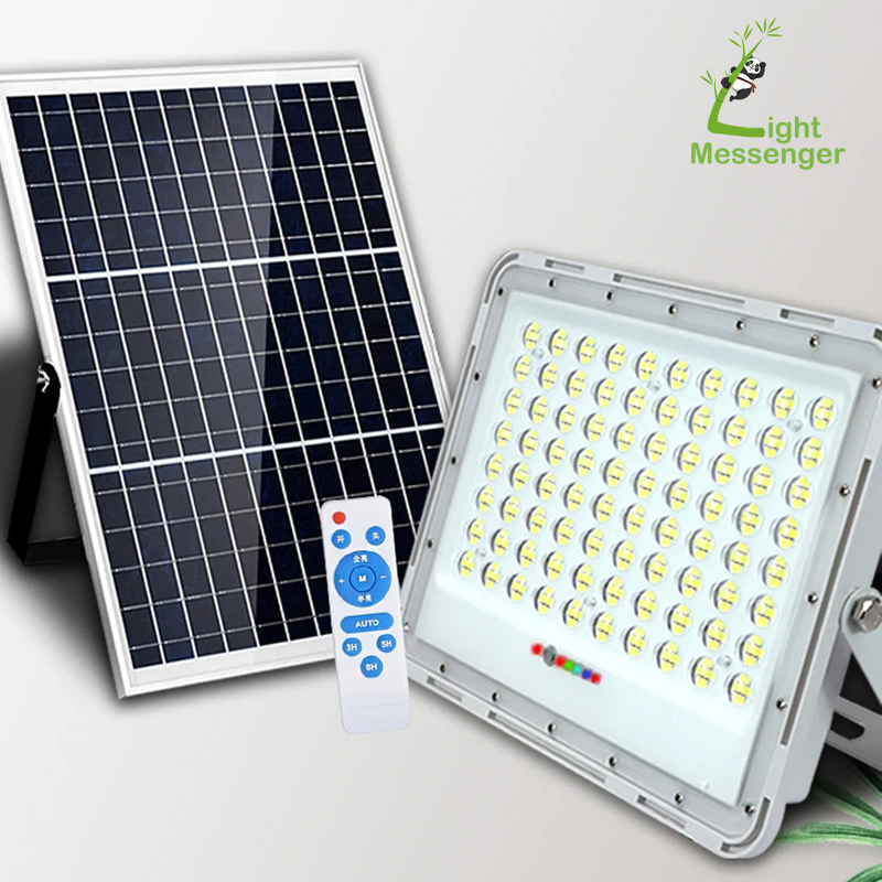 Light Messenger Hot Selling Aluminium High Bright 50W 100W 200W 300W 400W Solar LED Flood Garden Parking Lot Court Lights Outdoor Projector Flood Lamp