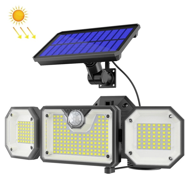 3 Head PIR Motion Sensor LED Solar Light Outdoor IP65 Waterproof Solar Wall Lamp Post Light