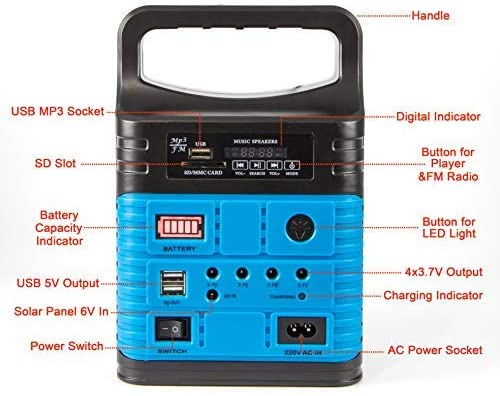 Portable Solar Kit Solar Home Lighting System with Radio FM Bluetooth Speaker