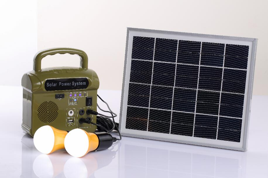 10W Speaker Radio Music Solar Energy Home LED Lighting Portable UPS DC Power Suppy System