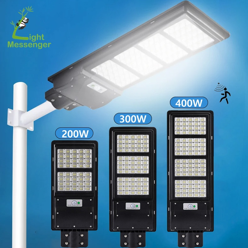 Light Messenger Waterproof IP65 Integrated Lamparas Lamp Super Bright LED Power Security Road Solares Panel Outdoor All in One Solar Street Light
