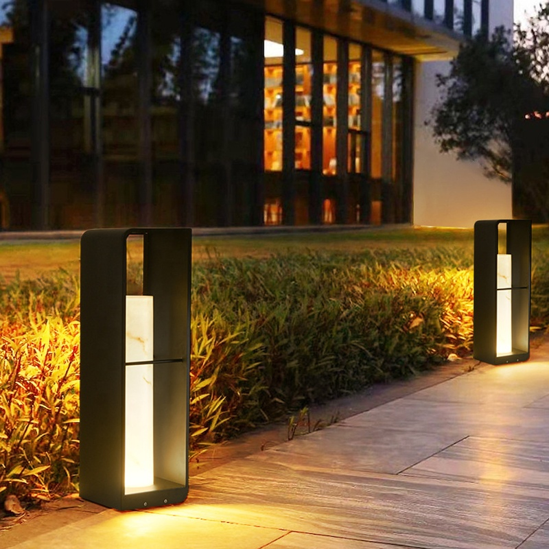 Outdoor Bollard Light LED Post Lantern Solar Exterior Lamp Landscape Path Light Garden Floor Lighting