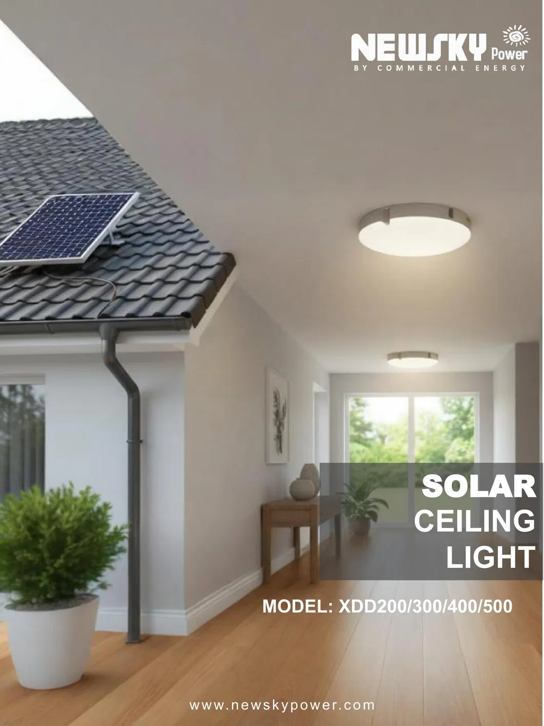 Indoor Solar Flood Light LED Ceiling Light Fixture